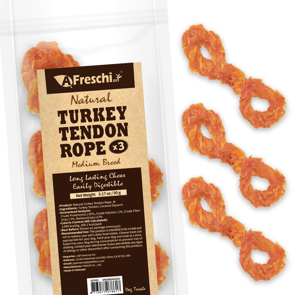 AFreschi turkey tendons USA-sourced pack: natural protein chews