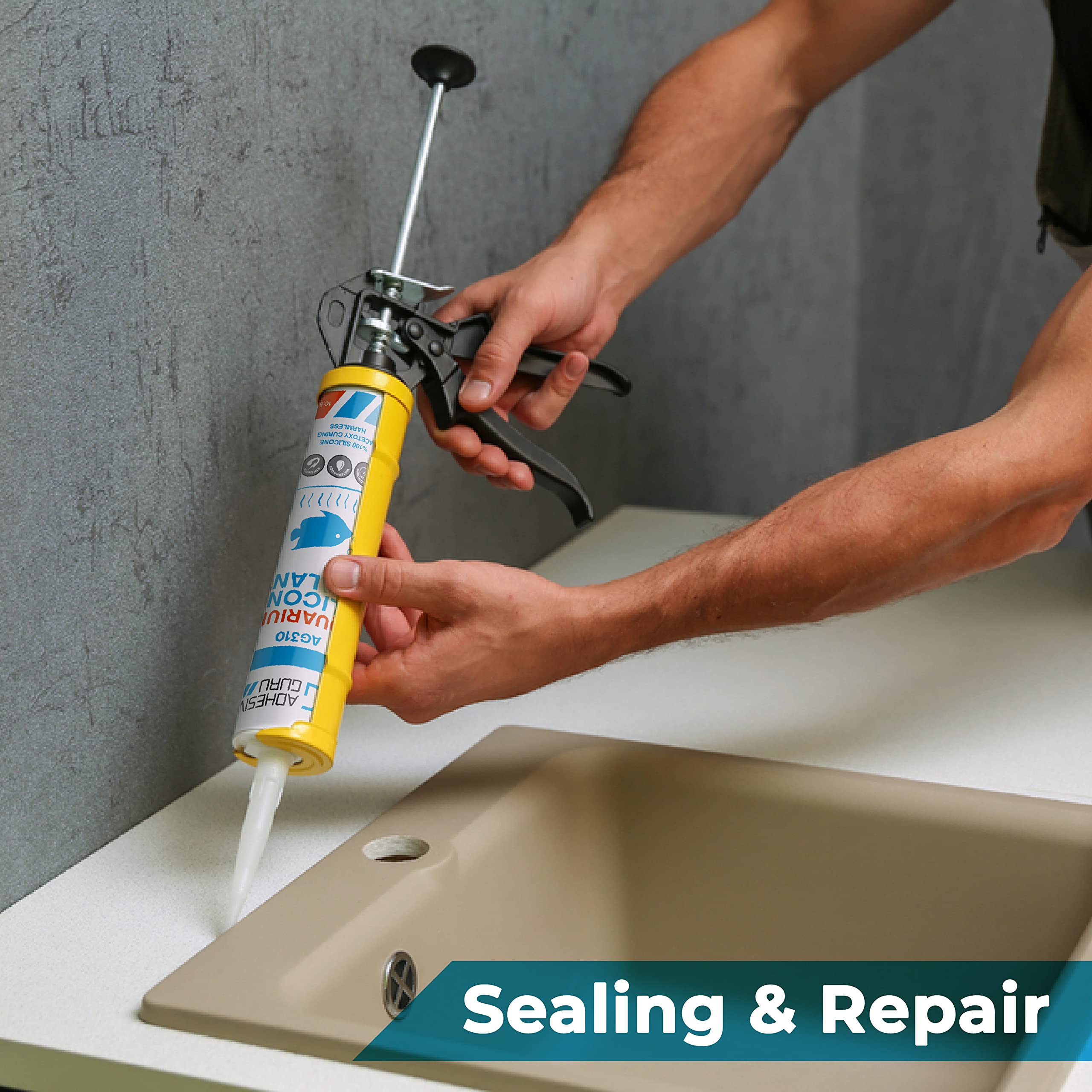 AG Adhesive Guru sealant on clear glass demonstrates transparent, invisible repairs