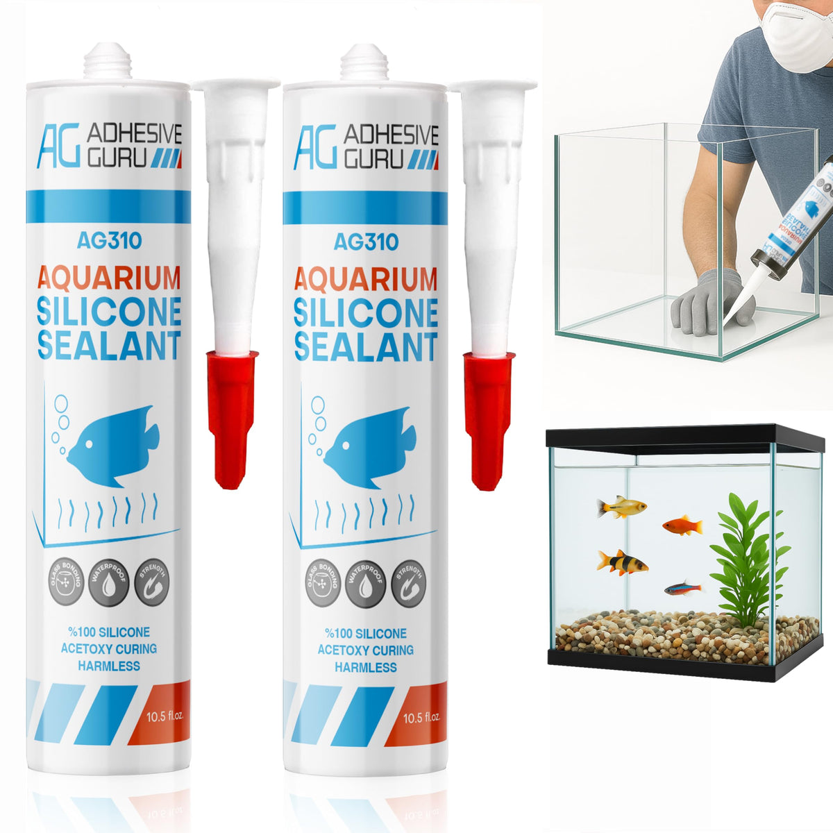 AG Adhesive Guru aquarium sealant clear tube closeup for precise leak sealing