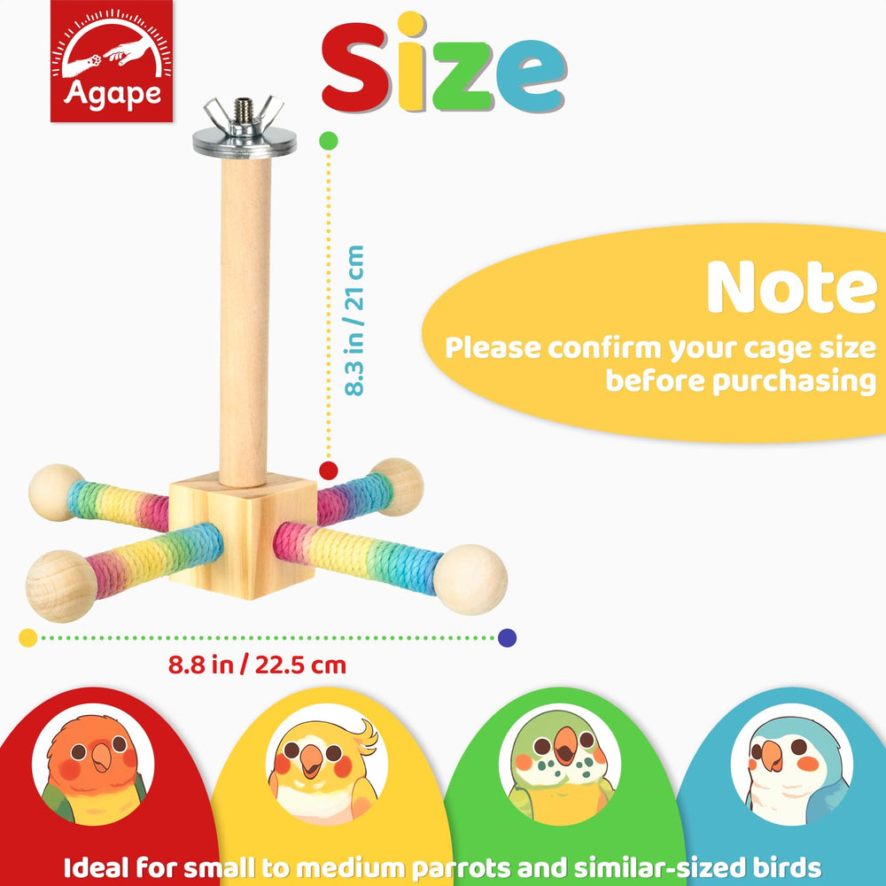 Agape parrot perch dimensions 8.8 by 8.8 by 8.3 inches in compact footprint