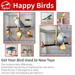 Agape pine vertical poles with safe chew-toy keep beak busy and engaged.