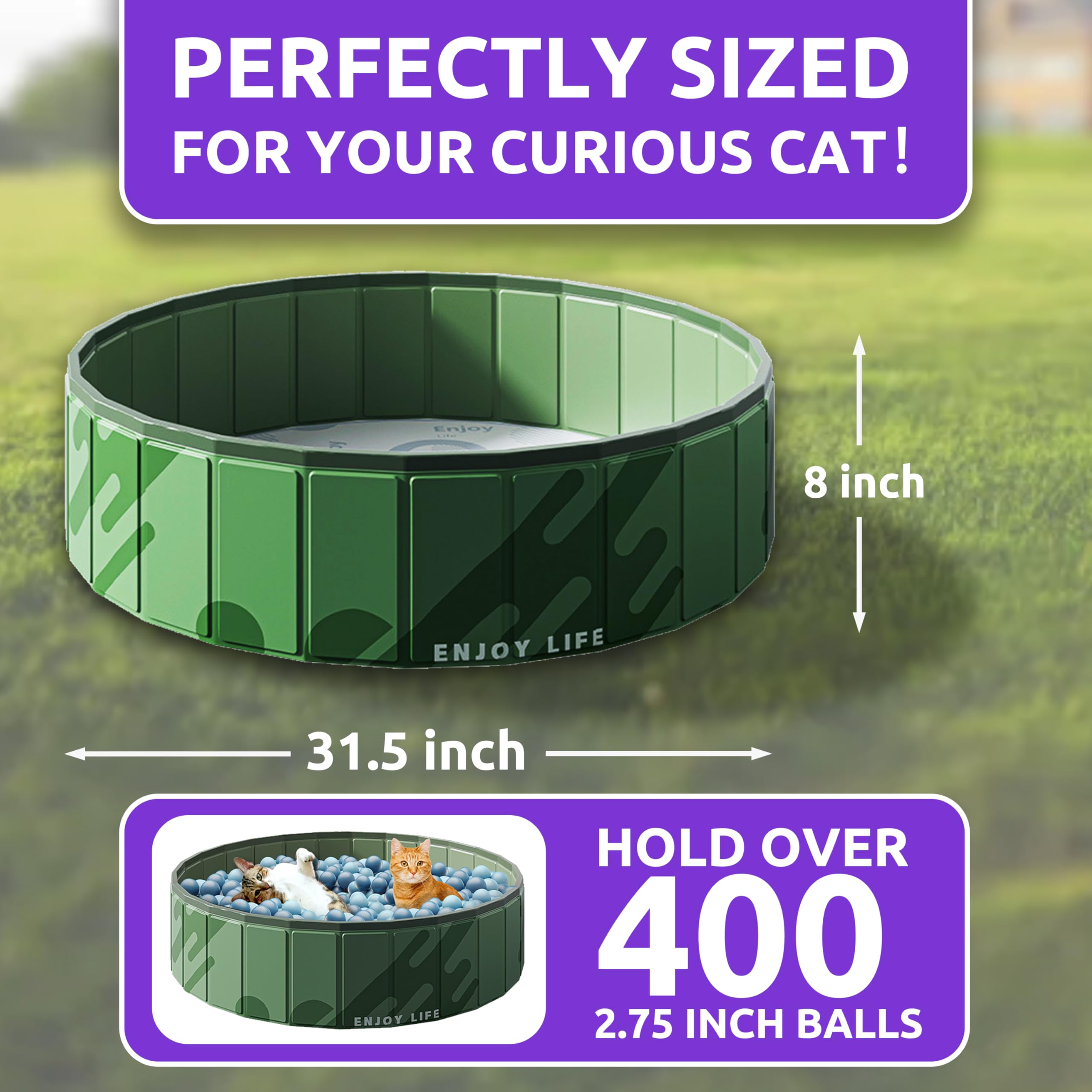 AGGER Cat Ball Pit holds 400+ balls for expansive chase and hide-and-seek play