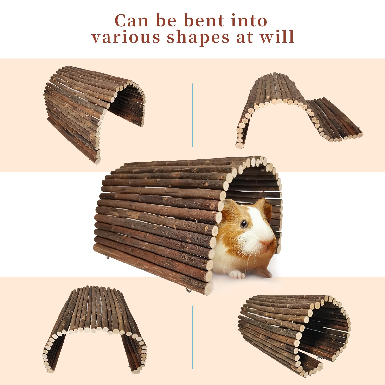 AGGQQA Guinea Pig Hideout natural-wood emphasizes authentic environment and security.