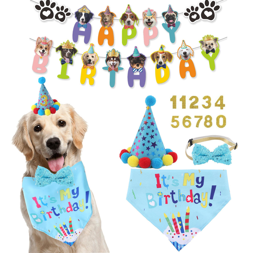 Agirlvct dog birthday bandana blue for festive photos and pet style.