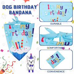 Agirlvct dog birthday bow tie blue with adjustable fit.