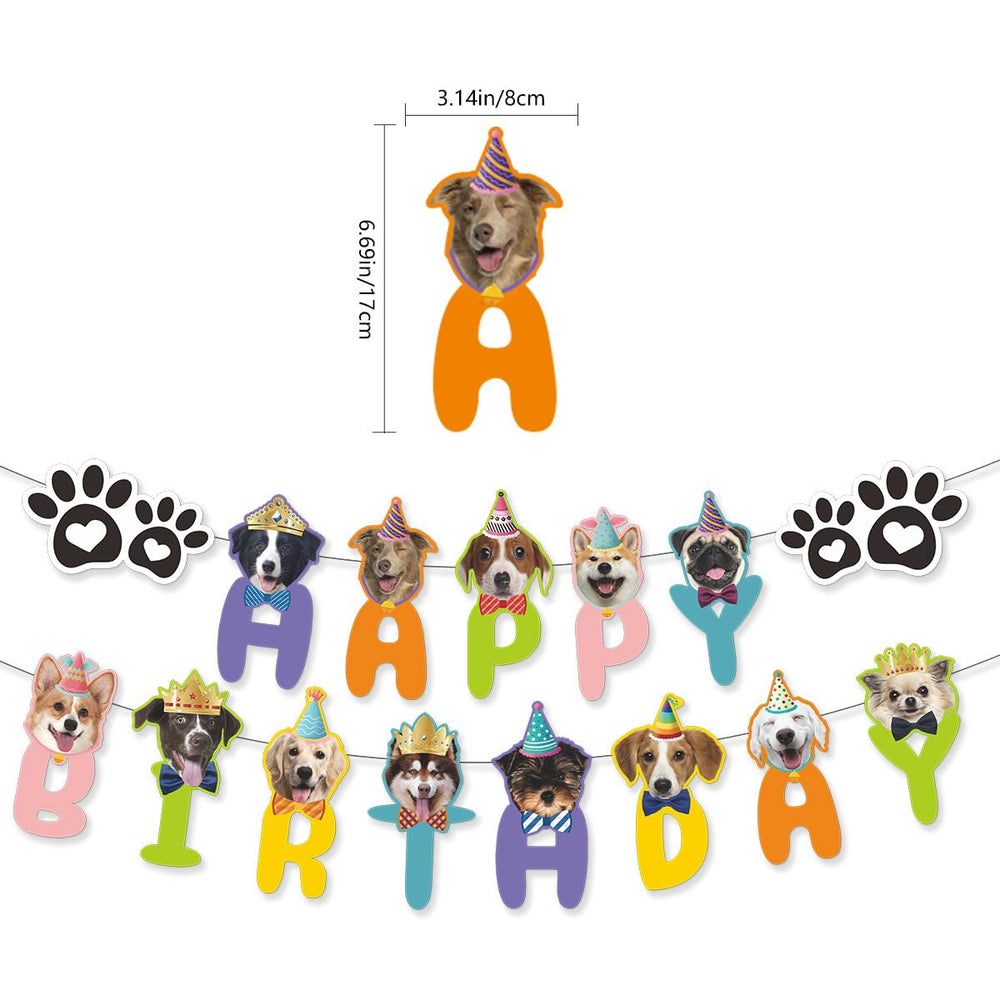Agirlvct happy birthday banner puppy-themed backdrop for festive decor