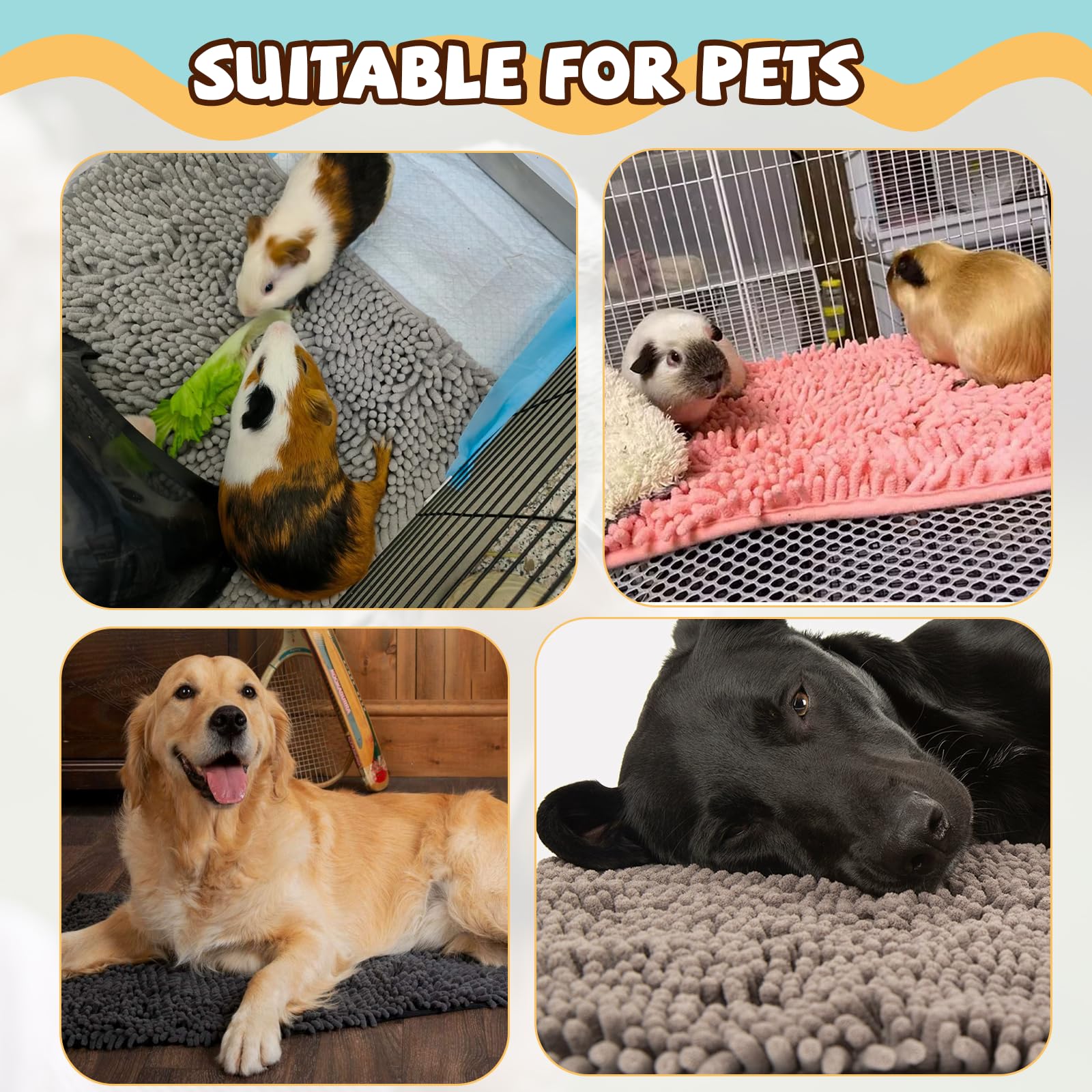 Agolctry non-slip backing prevents sliding during active play.