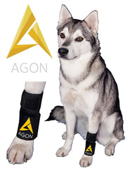 AGON dog brace paw compression wrap on the leg showing gentle stability for arthritis.