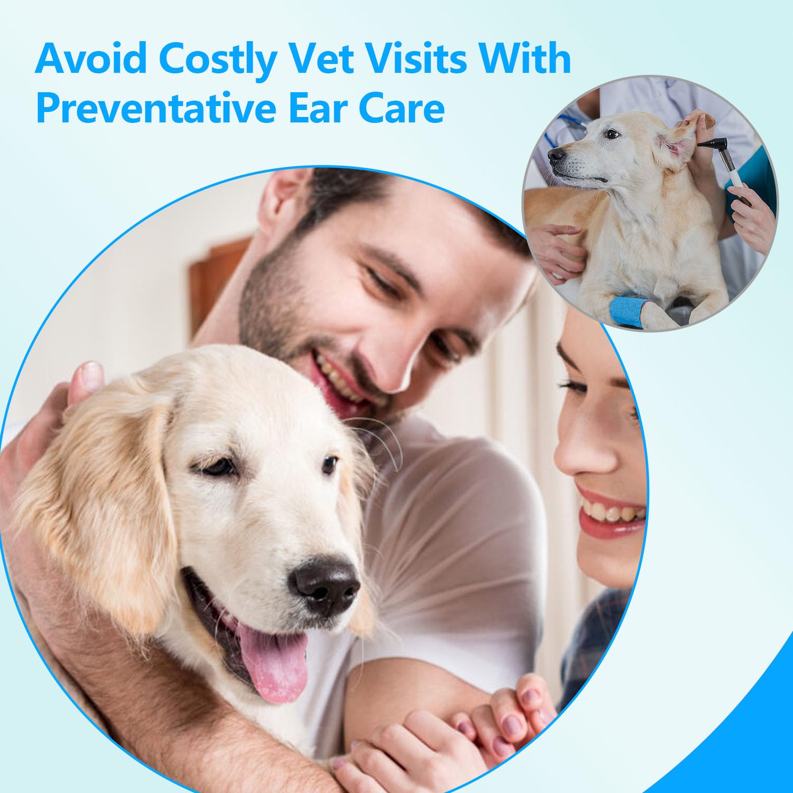 AGOODTO Dog Ear Finger Wipes during a cleaning session showing hygienic disposable use.