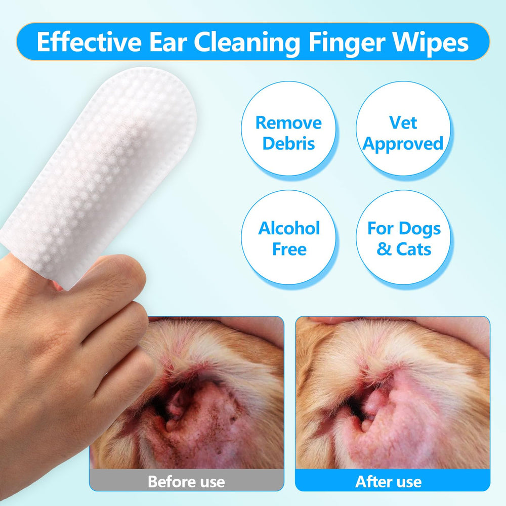 AGOODTO Dog Ear Finger Wipes disposable pack ready for hygienic single-use cleaning.