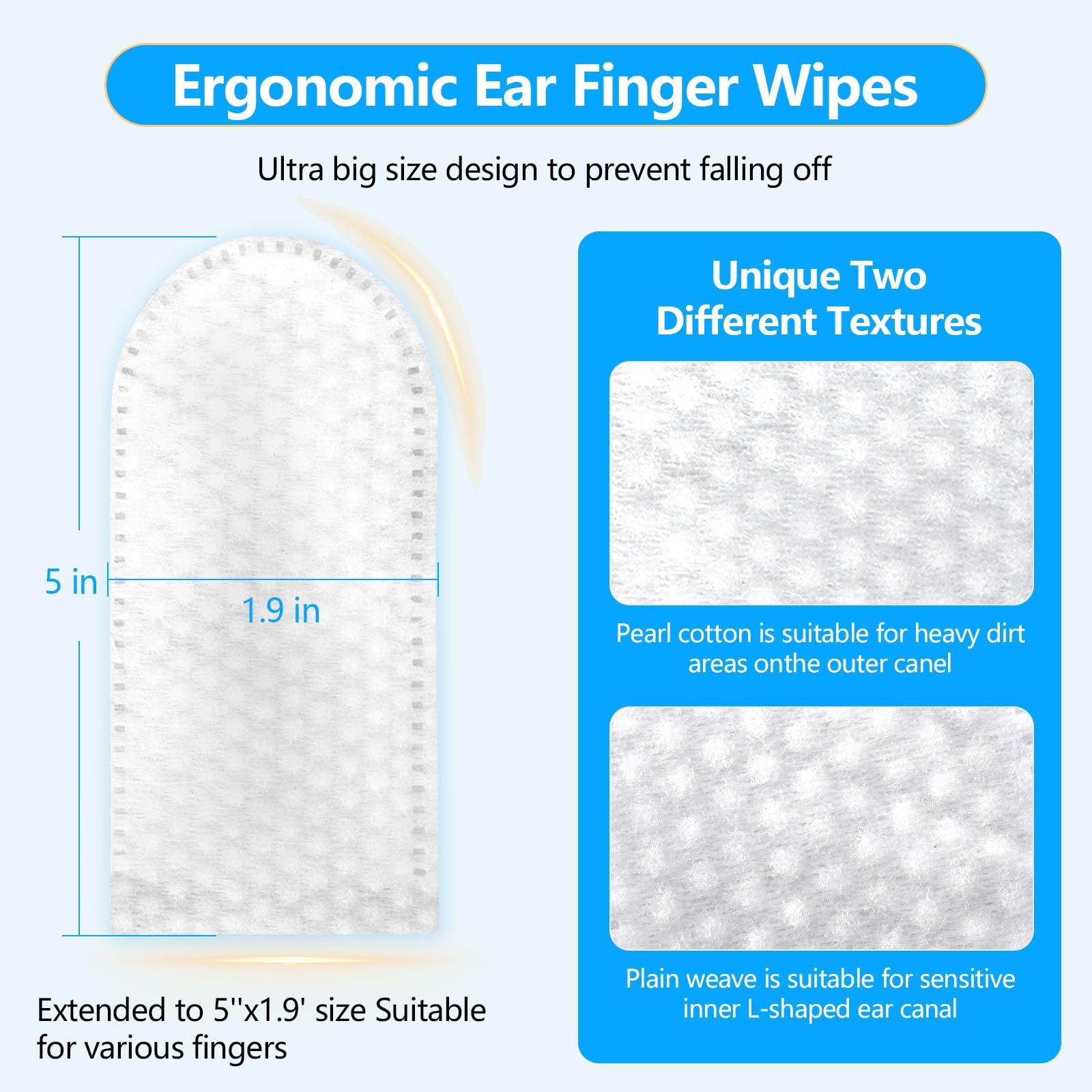 AGOODTO Dog Ear Finger Wipes wrapped around a finger for gentle inner-ear cleaning.