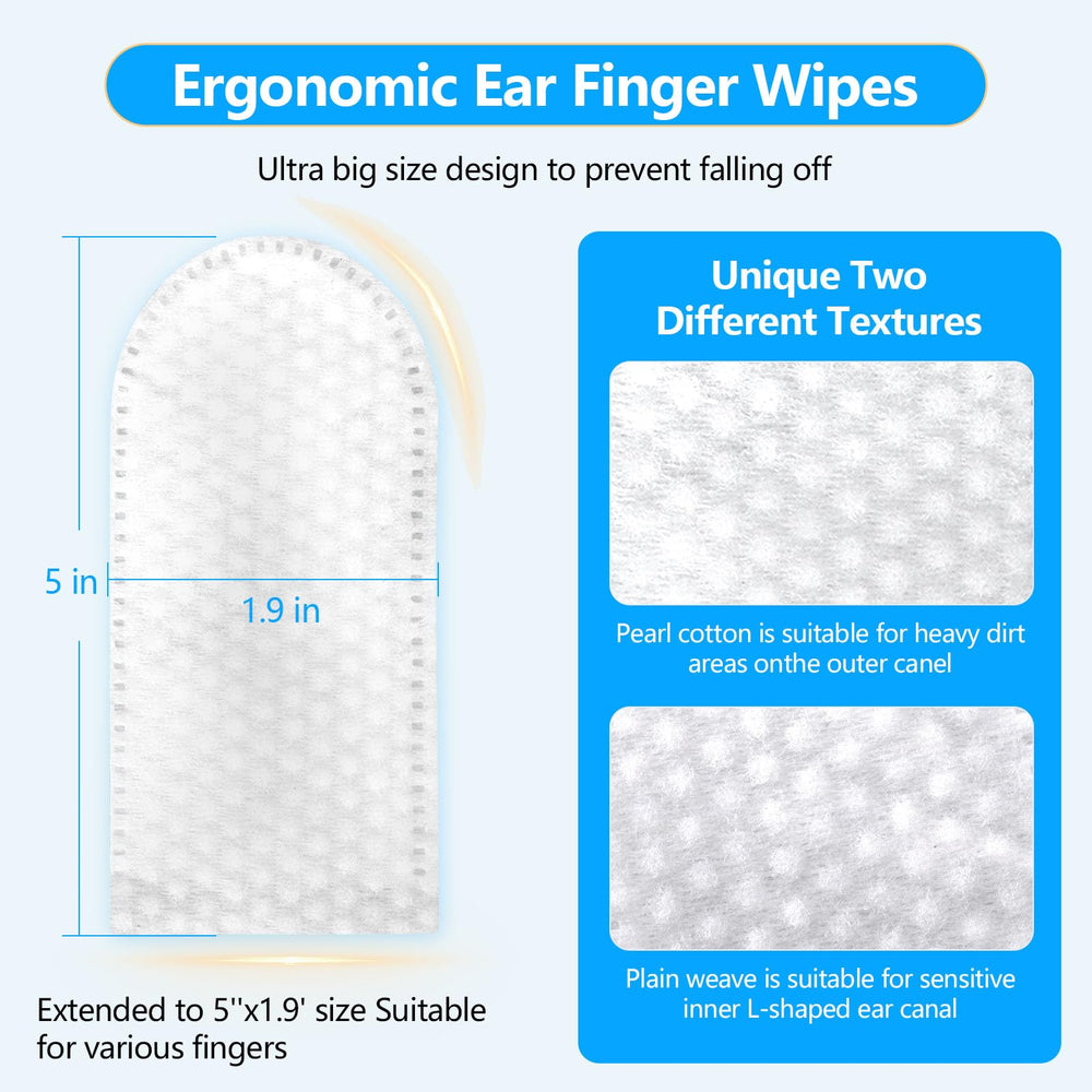 AGOODTO Dog Ear Finger Wipes wrapped around a finger for gentle inner-ear cleaning.