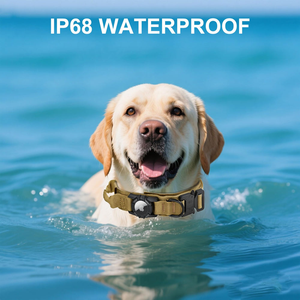 AGPETS AirTag collar buckle-quick-release brown-m shows safety-first design for emergencies and easy removal.