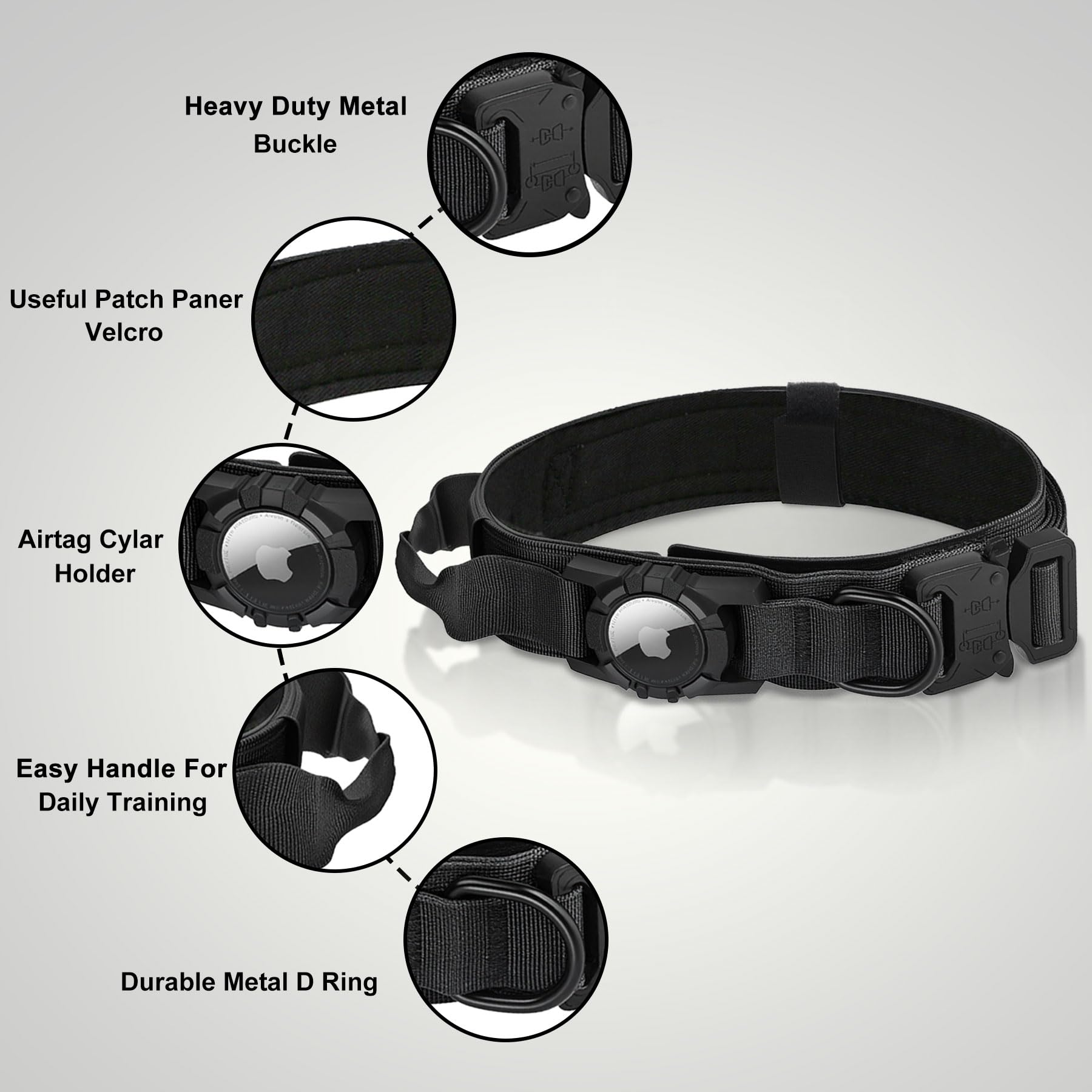 AGPETS Heavy-duty 1000D nylon dog collar withstands rugged adventures.