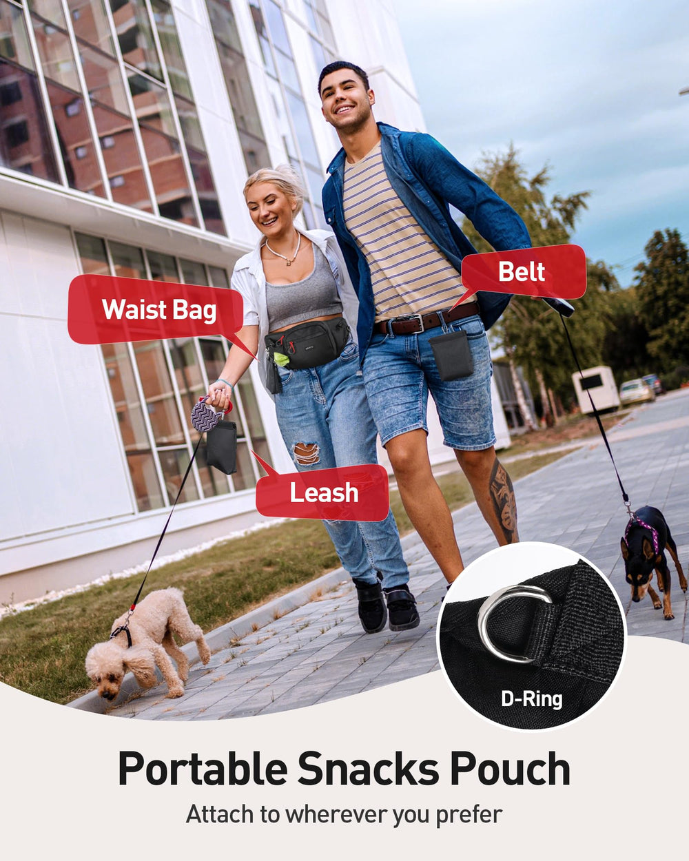 AGPTEK poop bag dispenser compartment keeps bags accessible during walks.