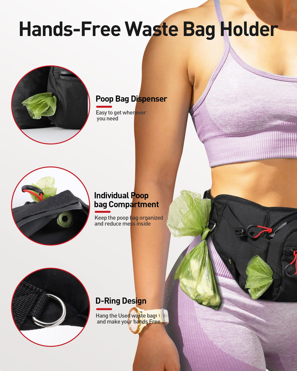 AGPTEK waterproof zipper detail protects essentials in rainy conditions.