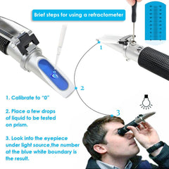 Agriculture Solutions salinity refractometer scales detail shows dual SG and ppt measurements.