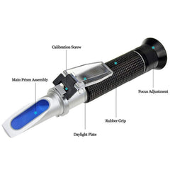 Agriculture Solutions salinity refractometer in hand for accurate seawater salinity readings.