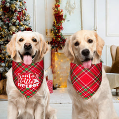 Agroon Christmas dog bandana small 15x21 neck fit demonstrates secure knot and easy care.