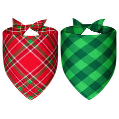 Agroon Christmas dog bandana small tied-knot demonstrates secure fit during play.