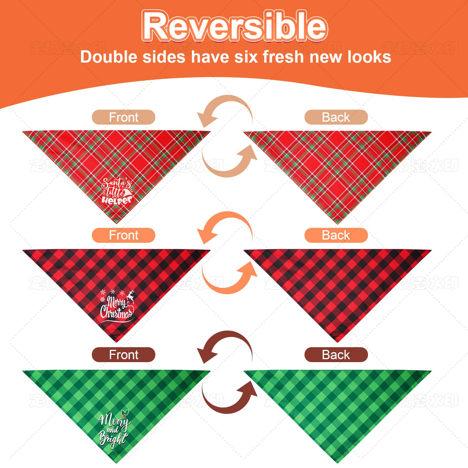 Agroon Christmas dog bandana washable care front, machine washable and quick dry