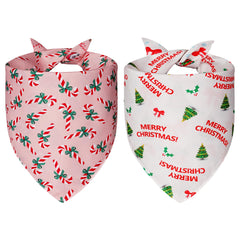 Agroon Christmas dog bandanas pattern2 on a pet with four reversible looks.