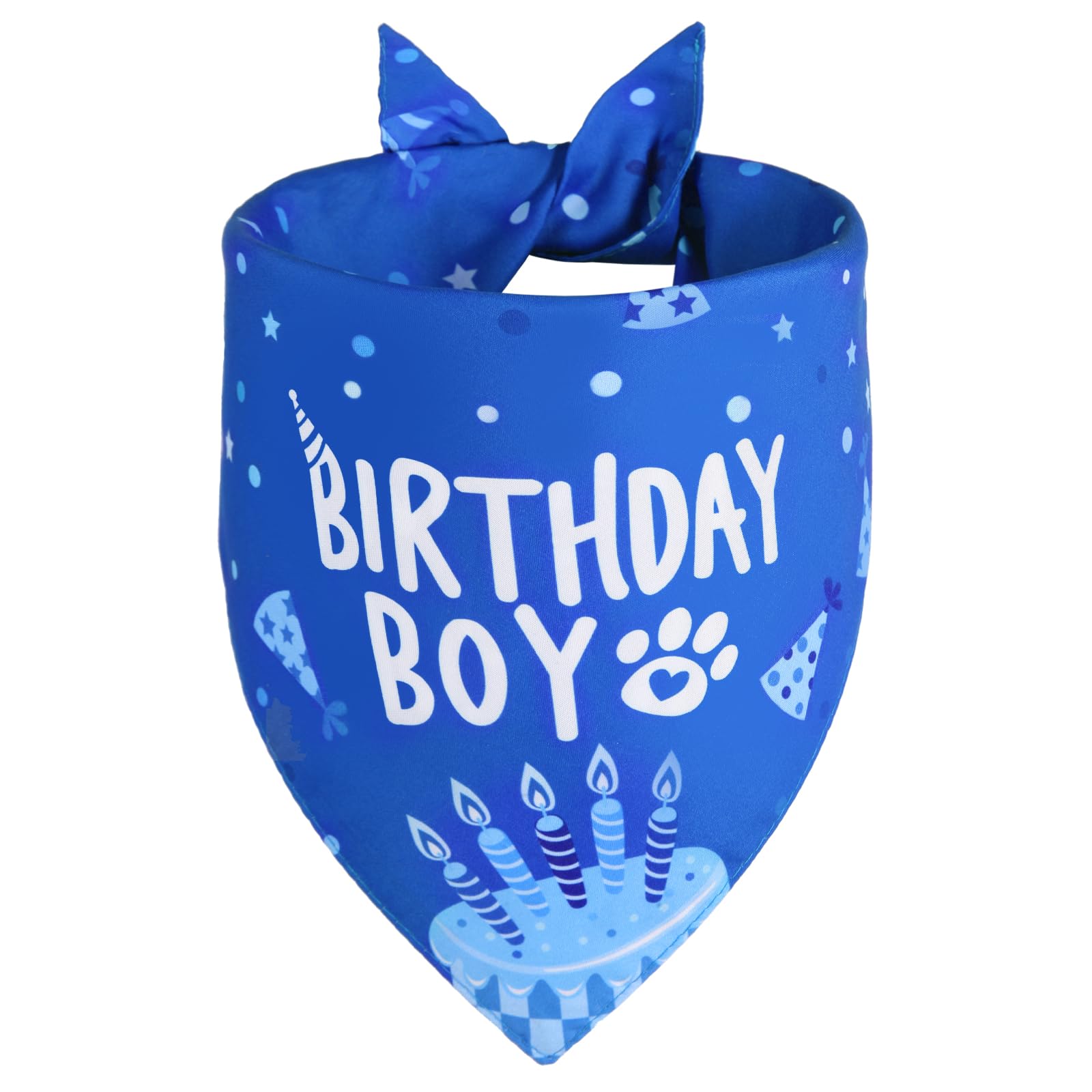 Agroon dog birthday bandana front view with birthday text; great for photos