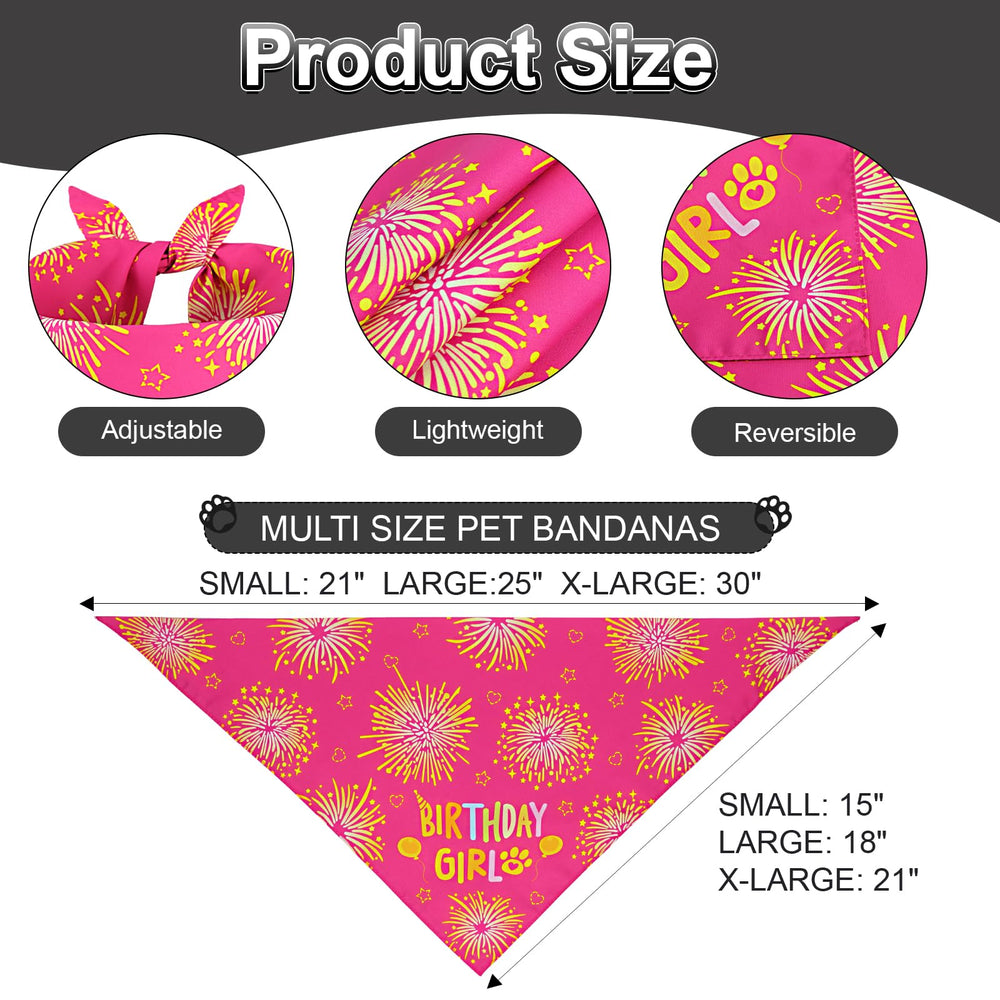 Agroon Dog Birthday Bandana pink large front, perfect birthday party accessory