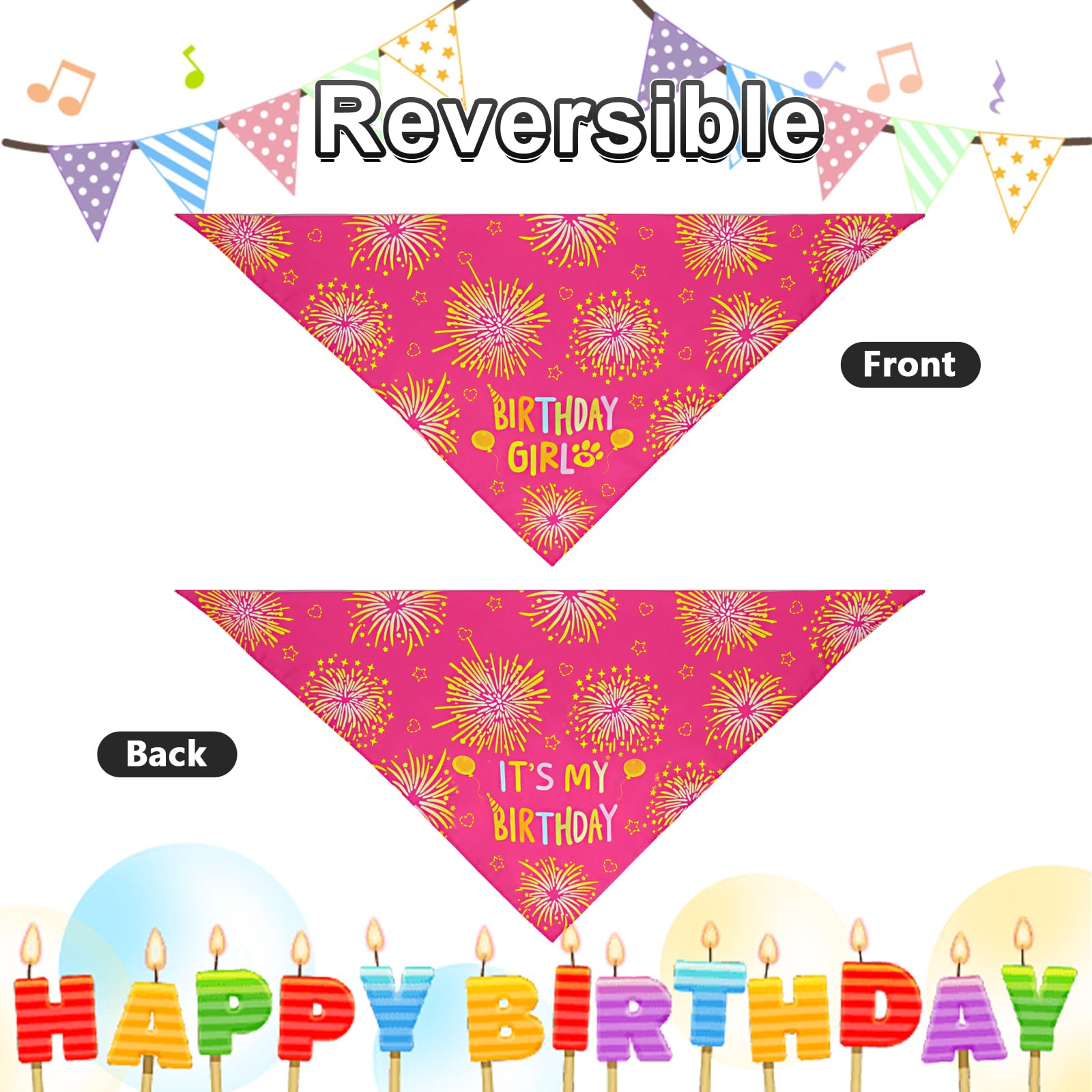 Agroon Dog Birthday Bandana pink xlarge wear, stylish birthday outfit for bigger dogs