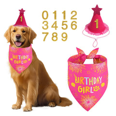 Agroon dog birthday bandana rose pink front view, durable fabric for pets' photos.
