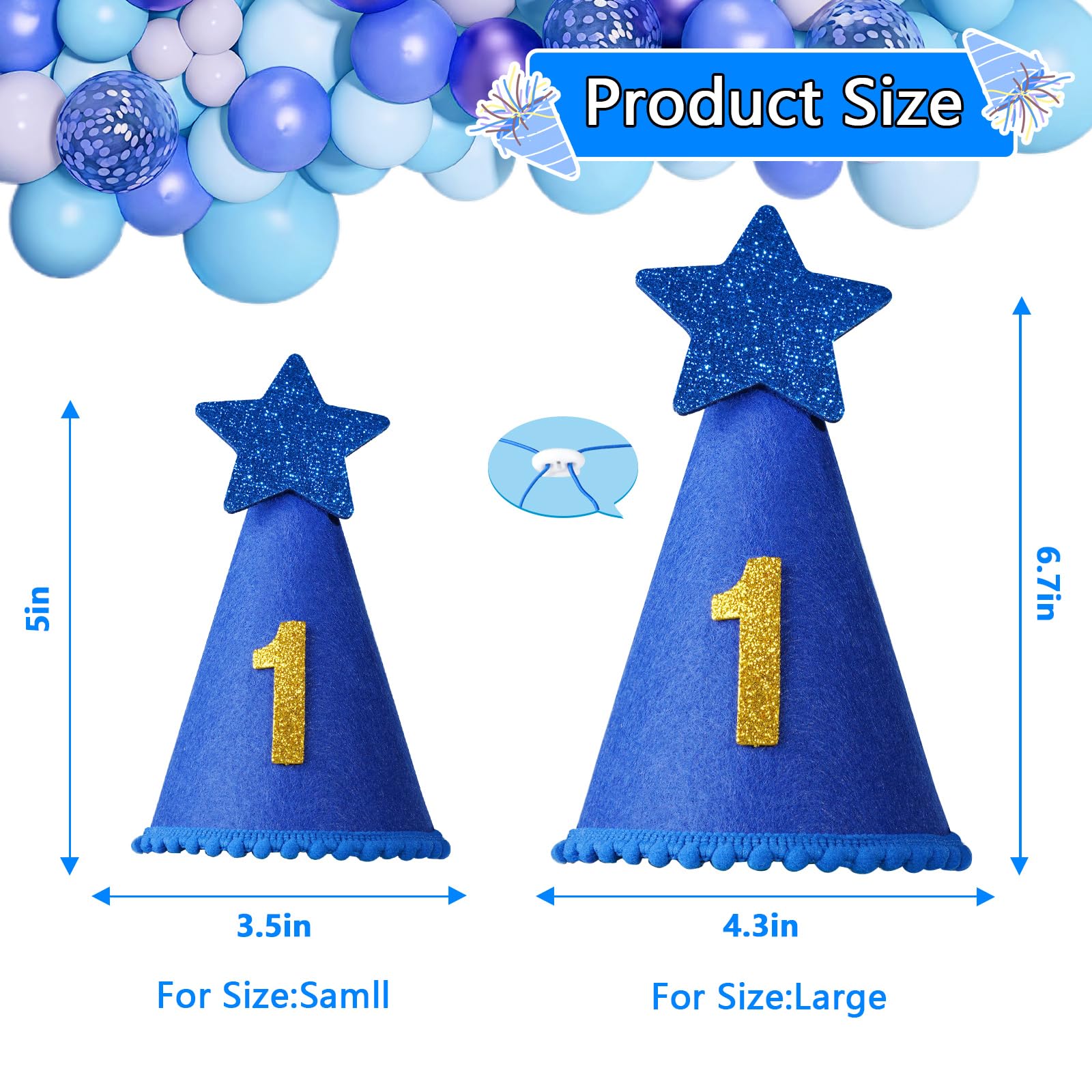 Agroon blue birthday hat detail with pentagram bling