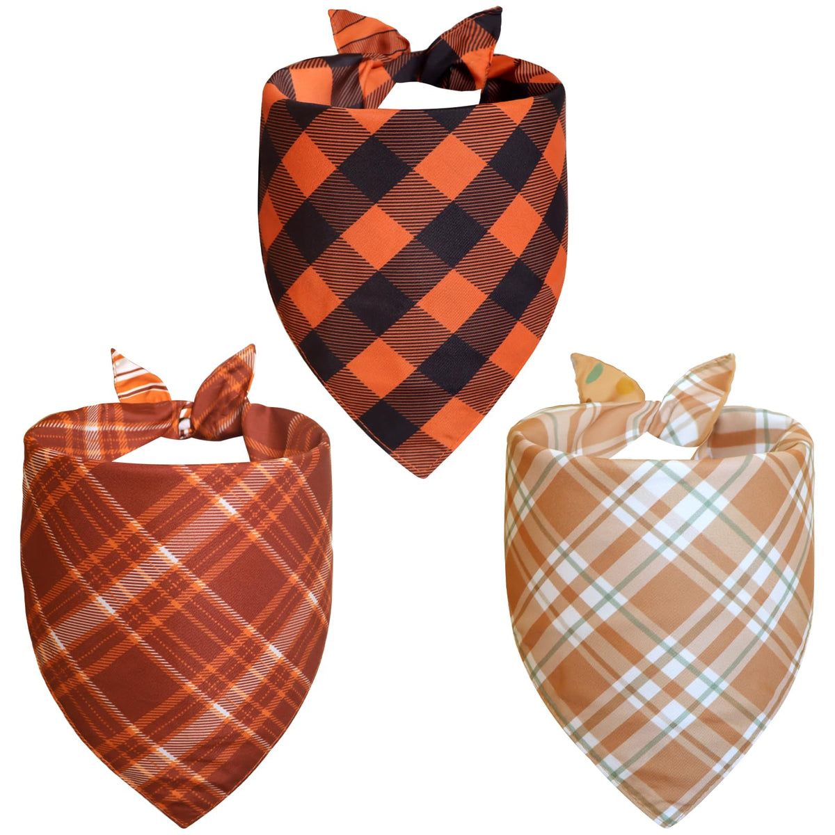 Agroon Fall Dog Bandanas XLarge 3PCS in six patterns for festive pet photos.