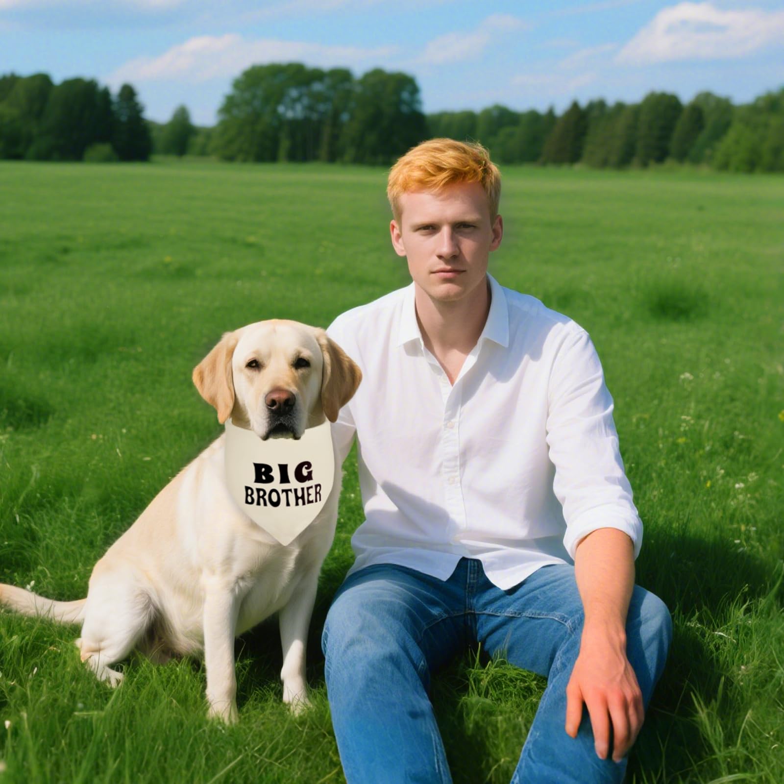 Agroon beige dog bandana captured in a family photo session