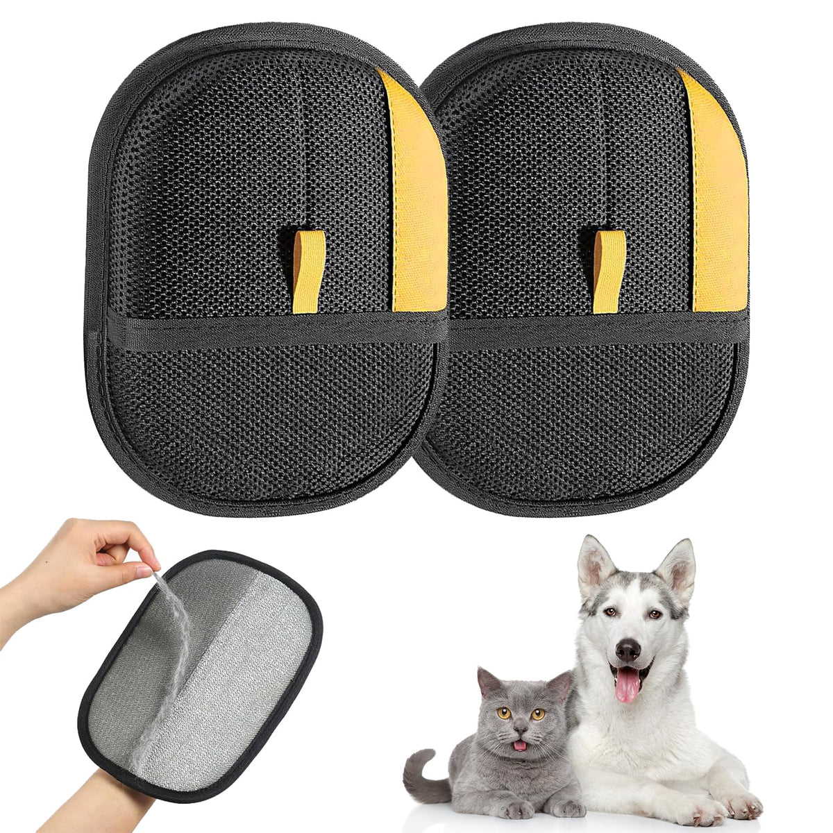 Agthyuve Pet Hair Remover Gloves worn on hand for quick pet-hair cleanup