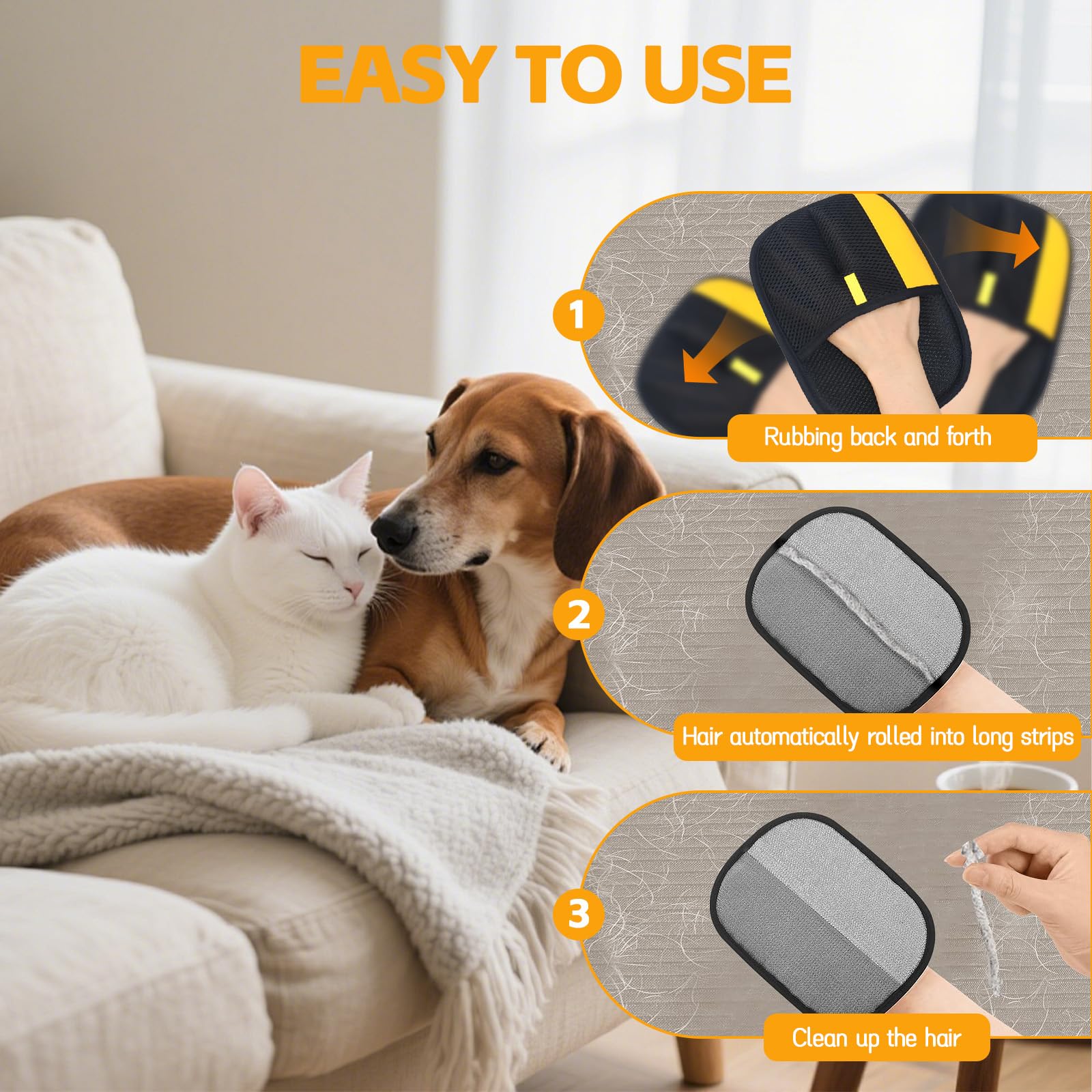 Agthyuve washable and reusable pet hair remover gloves