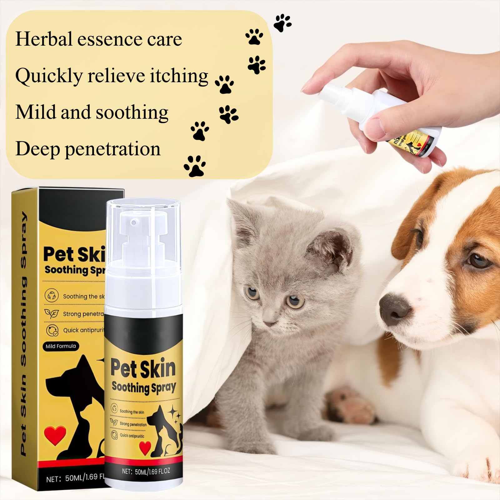 AGUPPO pet skin treatment spray skin care scene—pet parents pampering their pets.
