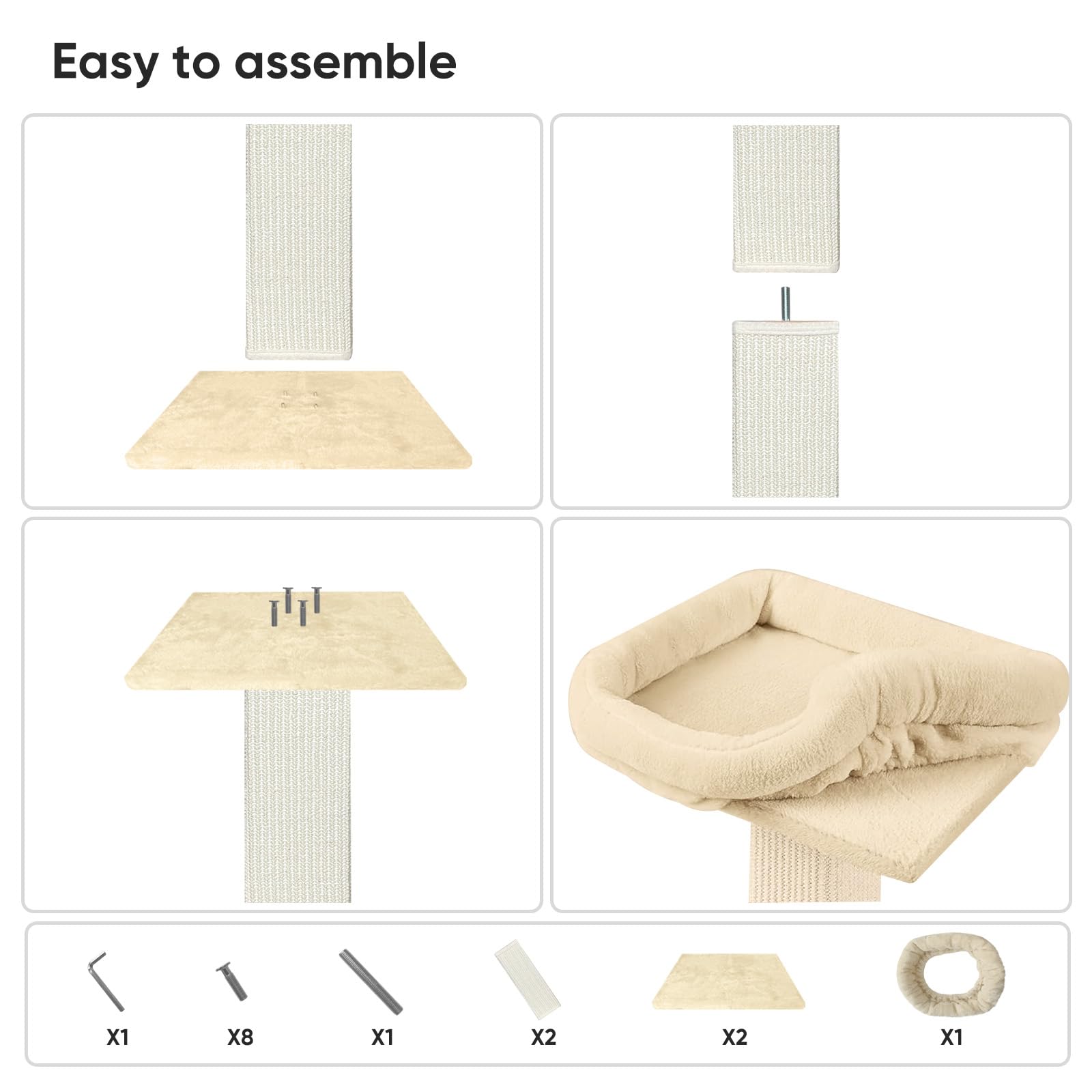 AGYM beige cat scratching post blends with neutral interiors.