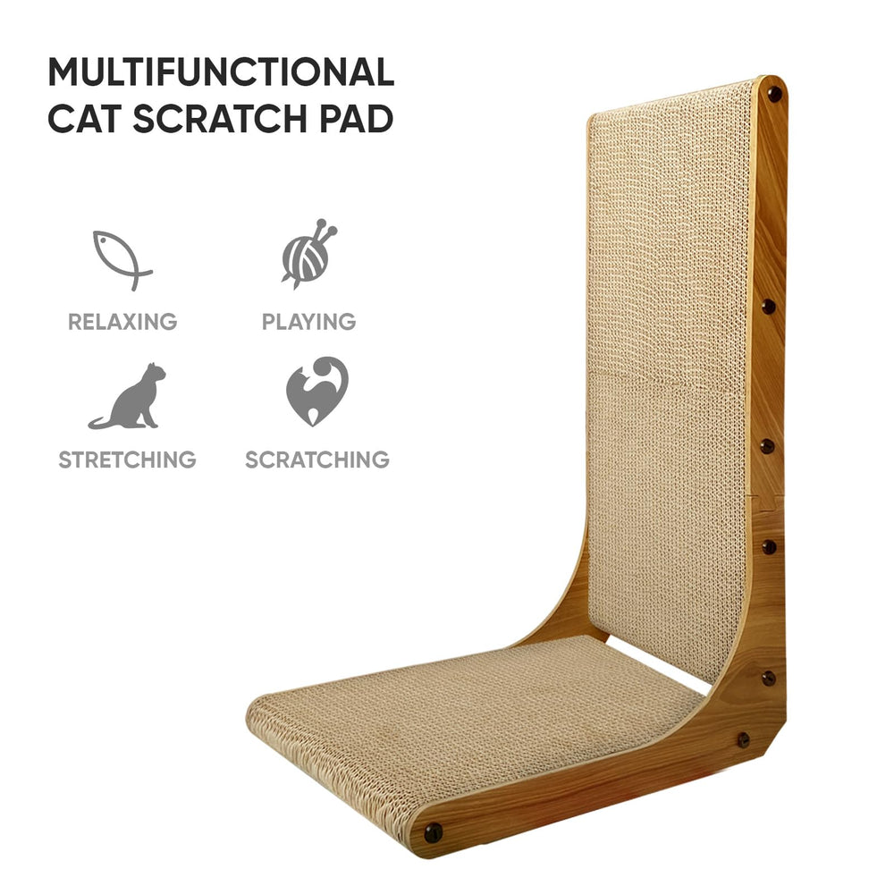 AGYM L-shaped scratcher placed against a wall doubles as a cat lounge.