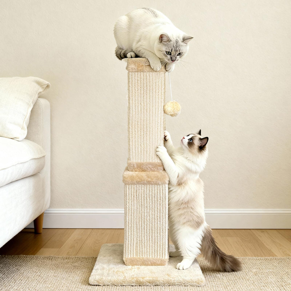 AGYM beige sisal post protects furniture by offering a healthy scratching outlet.