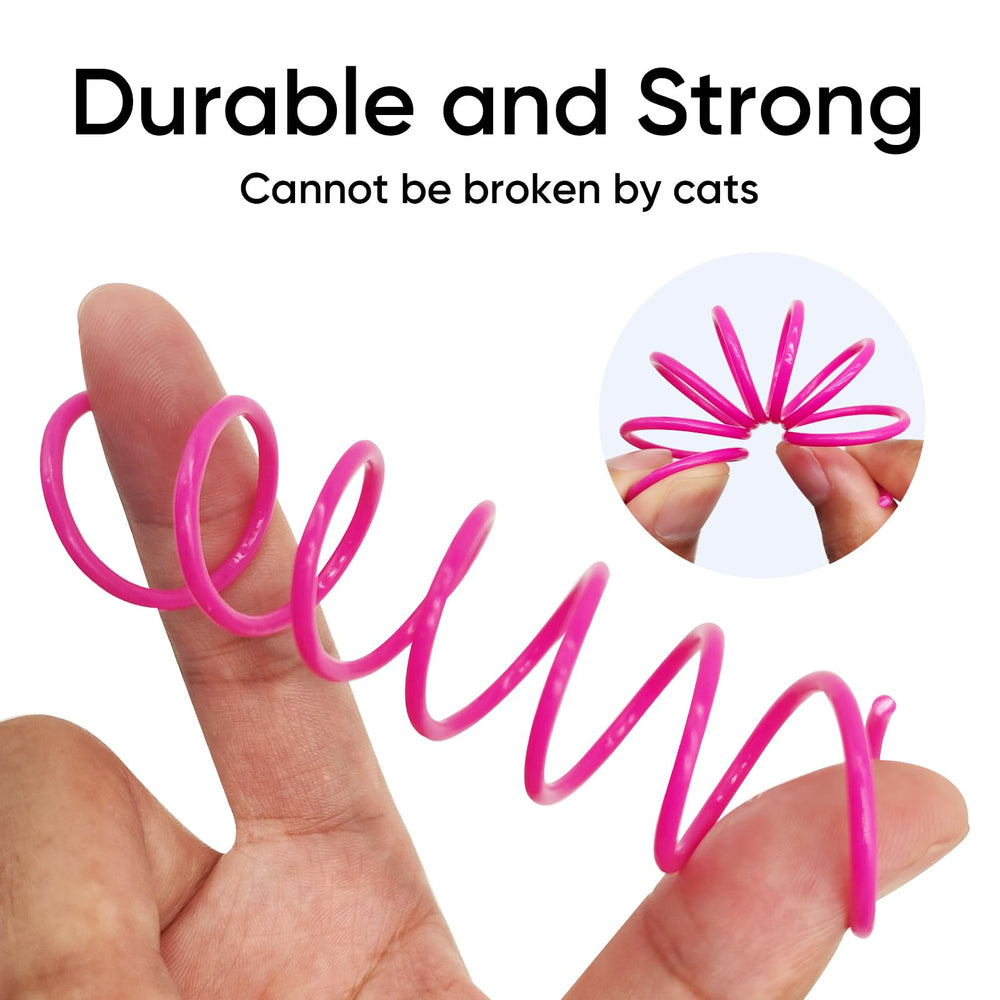 AGYM pink spring toy close-up, safe materials ideal for indoor kitten exploration.