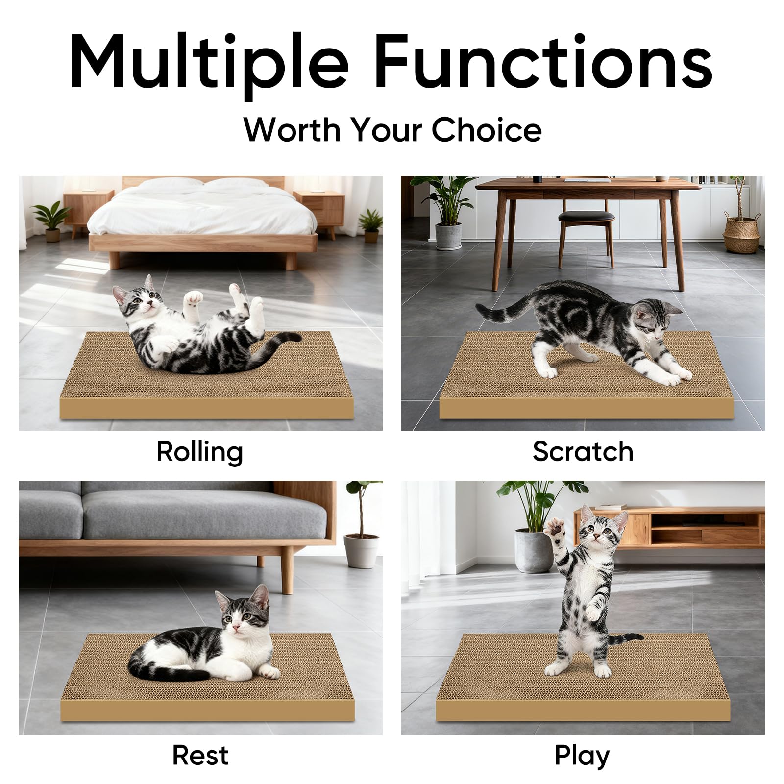 AGYM durable cardboard cat scratcher delivers long-lasting fun.