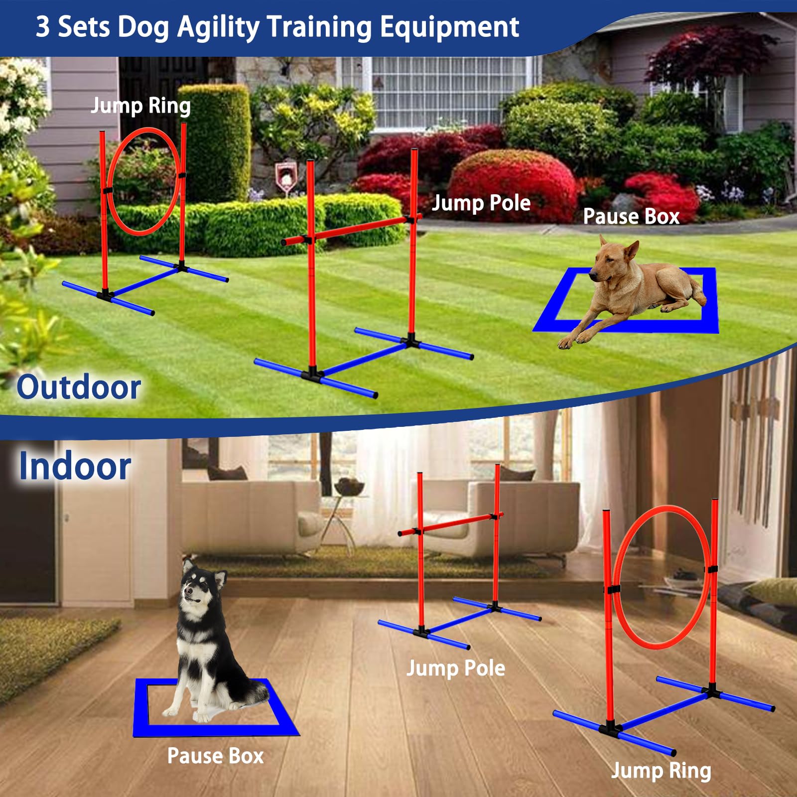 AHAILUOO dog agility jump ring shown with sturdy loops for safe jumps.