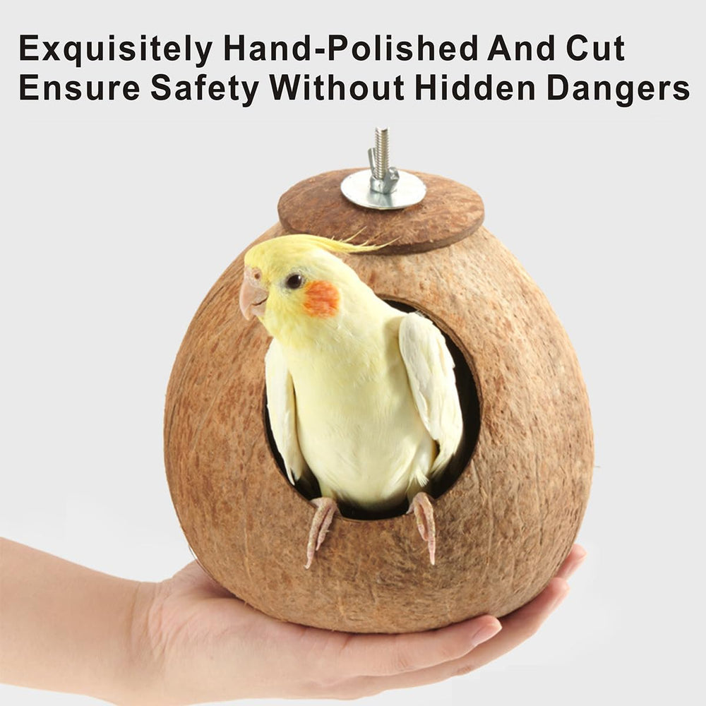 AHBLQD bird nest front view highlights 2.4 inch opening for easy access and nesting.