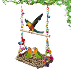 AHIER bird-swing-mat-wood-perch offers a comfy resting perch for curious parrots.