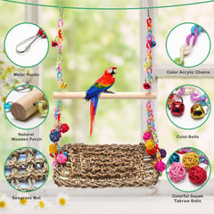 AHIER conure-swing-perch-toy demonstrates a two-in-one design for rest and exercise.