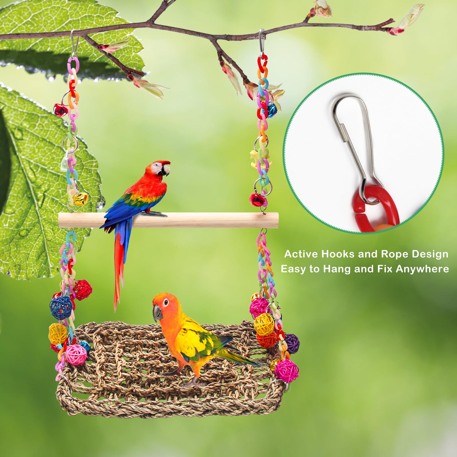 AHIER plastic-chain-hanging-toy offers easy setup and versatile cage placement.
