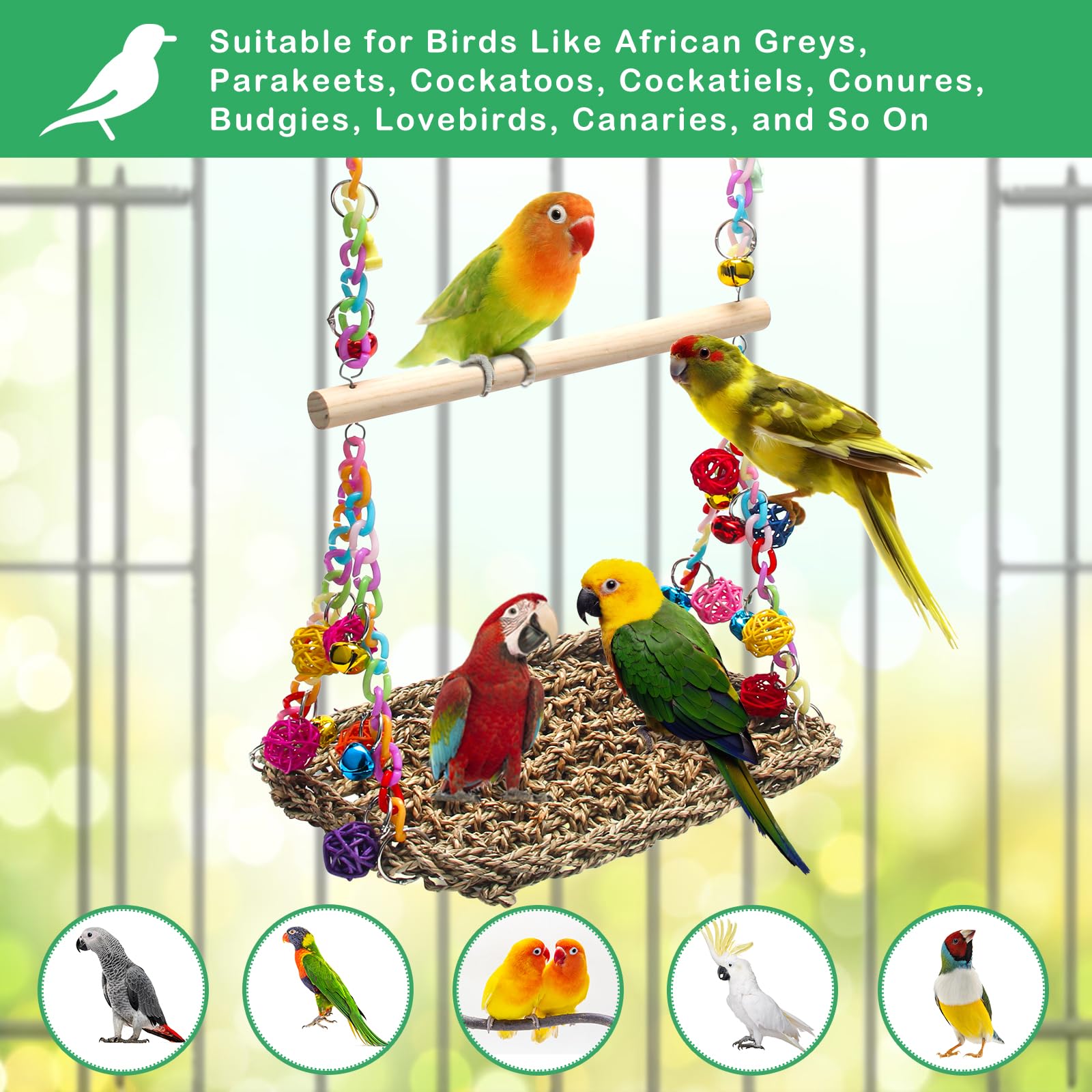 AHIER willow-perch-hammock captures natural aroma and soothing habitat vibes for birds.