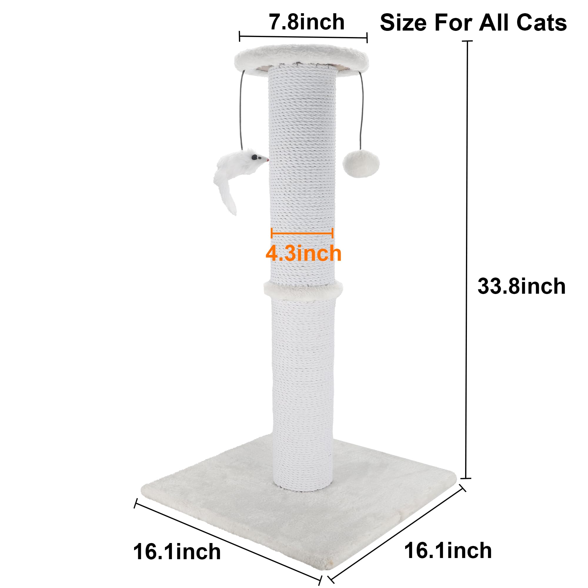 Ahomdoo cat scratching post 34 inches sisal rope close-up for durable, satisfying scratching.