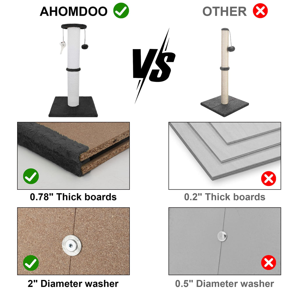 Ahomdoo cat scratching post 34in multi-surface view reveals varied scratching options.