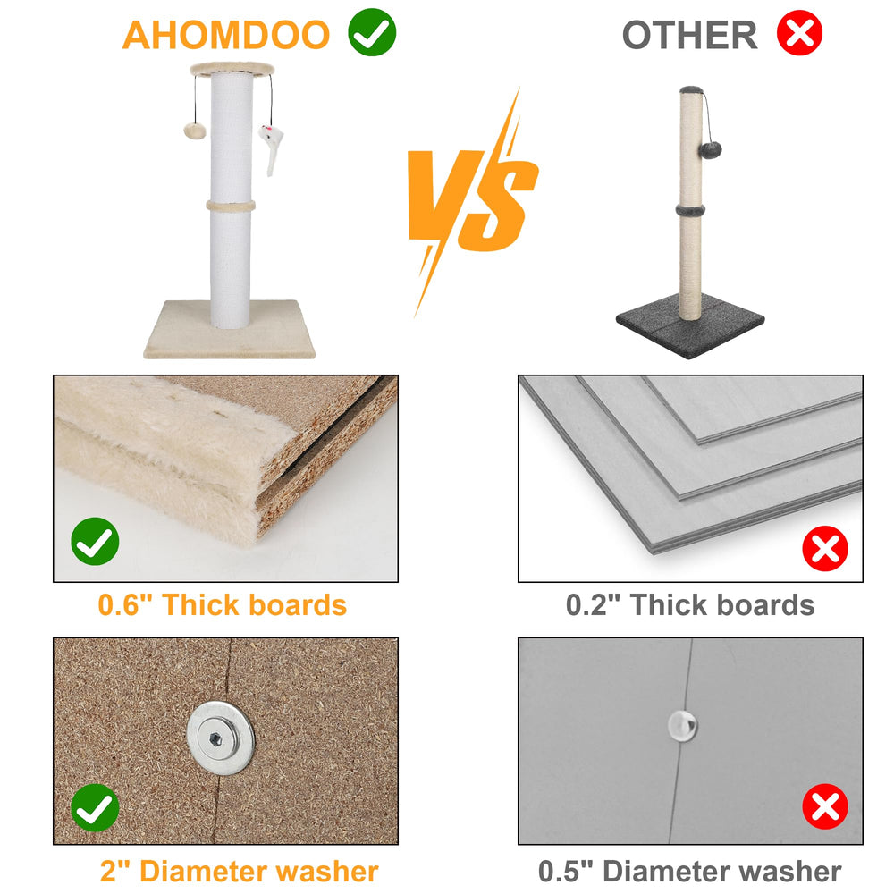 Ahomdoo cat scratching post with multiple-surfaces keeps cats engaged and scratching varied.